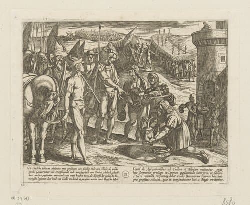 Batavorum cum Romanis Bellum, à Corn. Tacito / De Batavische Oft Oude Hollandtsche Oorloghe teghen de Romeynen by Antonio Tempesta