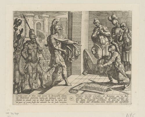 Batavorum cum Romanis Bellum, à Corn. Tacito / De Batavische Oft Oude Hollandtsche Oorloghe teghen de Romeynen by Antonio Tempesta
