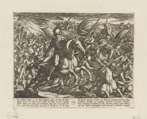 Cerialis drijft de Bataven in de Rijn by Antonio Tempesta