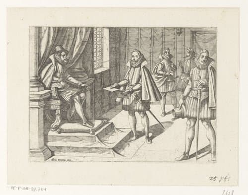 Filips II van Spanje op zijn troon by Antonio Tempesta