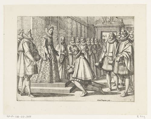 Filip II van Spanje voor Margaretha van Oostenrijk by Antonio Tempesta