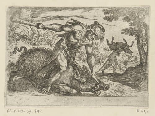 De twaalf werken van Hercules by Antonio Tempesta
