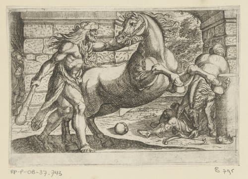 Hercules en de merries van Diomedes by Antonio Tempesta