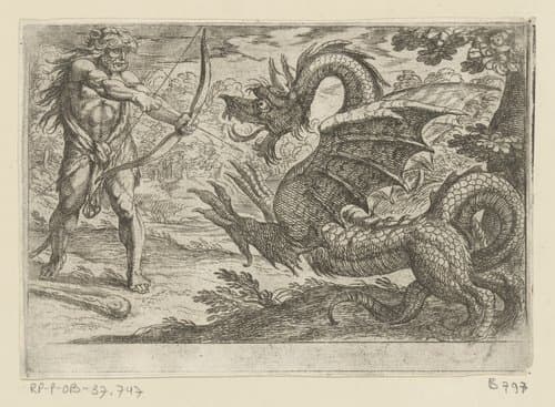 De twaalf werken van Hercules by Antonio Tempesta