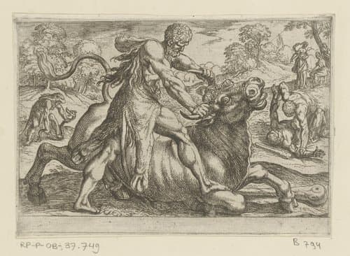 Hercules worstelt met Acheloüs by Antonio Tempesta