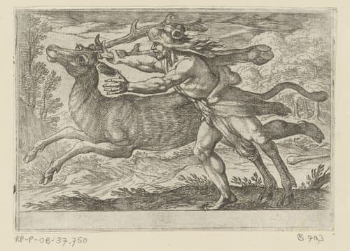 Hercules vangt het Arcadische hert by Antonio Tempesta