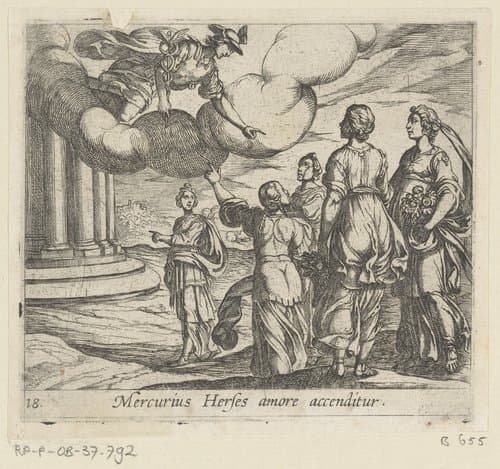 Mercurius Herses amore accenditur by Antonio Tempesta