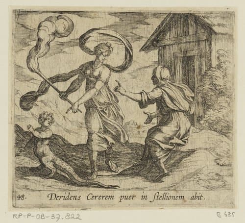 Ceres verandert Ascalabus in een hagedis by Antonio Tempesta
