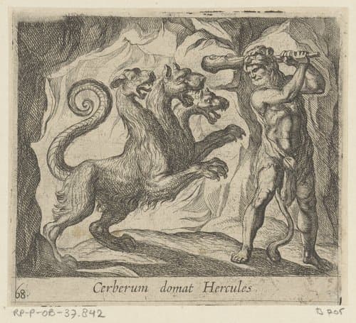 Cerberum domat Hercules by Antonio Tempesta
