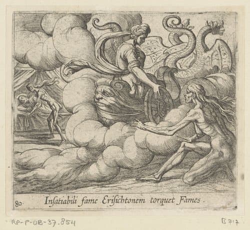 Nimf van Ceres beveelt Honger om Erysichthon te treffen by Antonio Tempesta