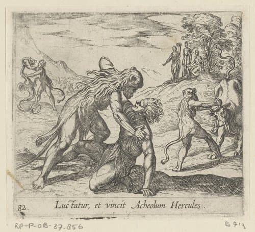 Hercules worstelt met Acheloüs by Antonio Tempesta