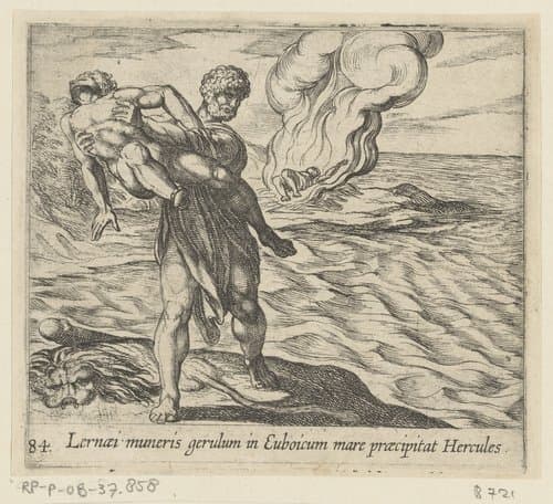 Hercules gooit Lichas in zee by Antonio Tempesta
