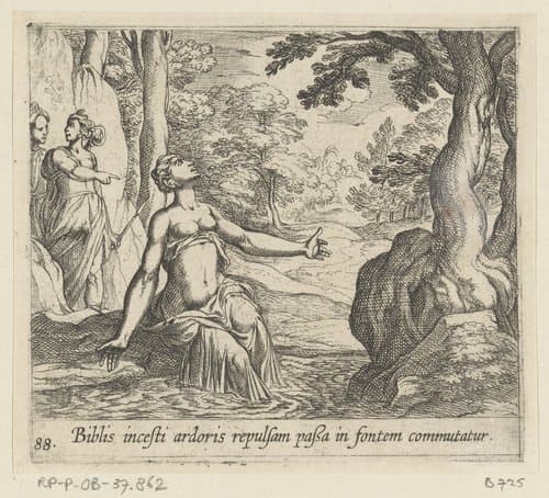 Byblis in een beek veranderd by Antonio Tempesta