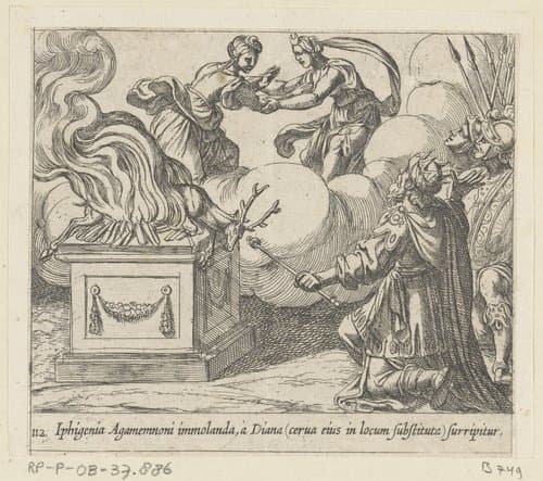 Iphigenia Agamemnoni immolanda, à Diana (cerva eius in locum substituta) surripitur by Antonio Tempesta