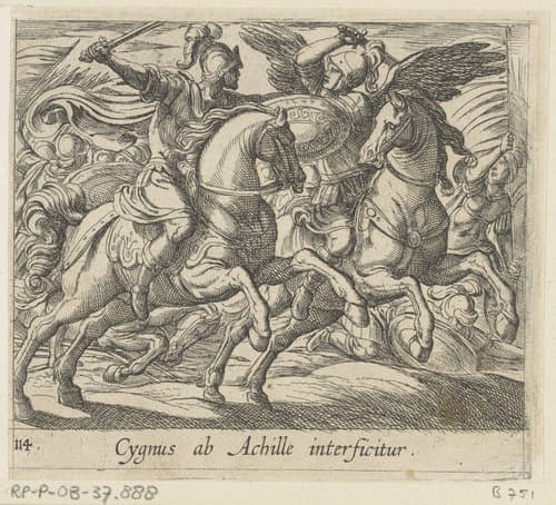 Achilles vecht met Cygnus by Antonio Tempesta