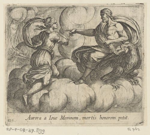 Aurora vraagt Jupiter om Memnon te eren by Antonio Tempesta