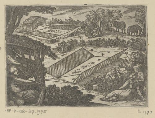 Jagers houden hun vogelvallen in de gaten by Antonio Tempesta