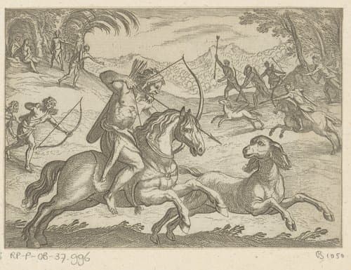 Primitieve jagers jagen op wilde honden by Antonio Tempesta