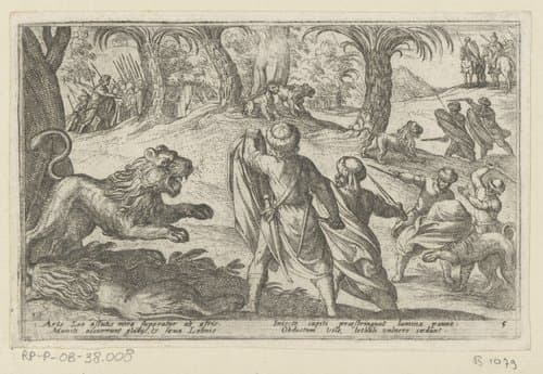 Jacht op leeuwen by Antonio Tempesta