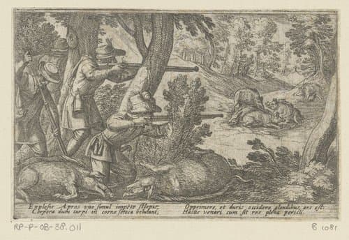 Diverse jacht- en strijdscènes by Antonio Tempesta
