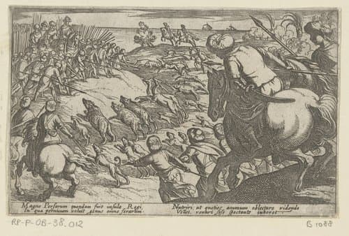 Diverse jacht- en strijdscènes by Antonio Tempesta