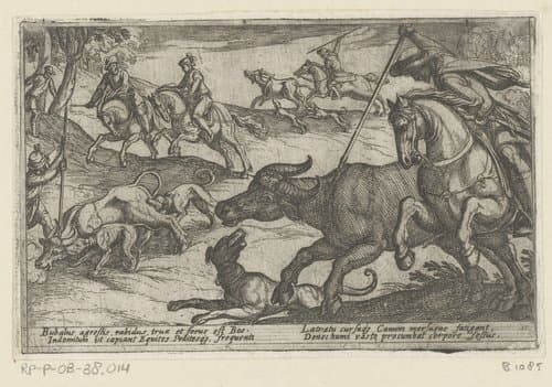 Jacht op wilde ossen by Antonio Tempesta