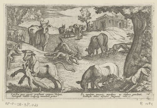 Vossen vallen boerderijdieren aan by Antonio Tempesta