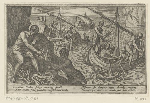 Siciliaanse vissers duiken naar koraal by Antonio Tempesta