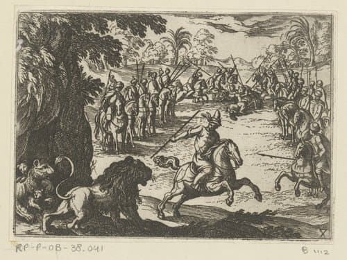 Jacht op leeuwen by Antonio Tempesta