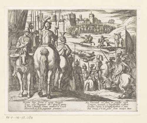 Illustratie bij Canto VI van Tasso's 'Gerusalemme Liberata' by Antonio Tempesta
