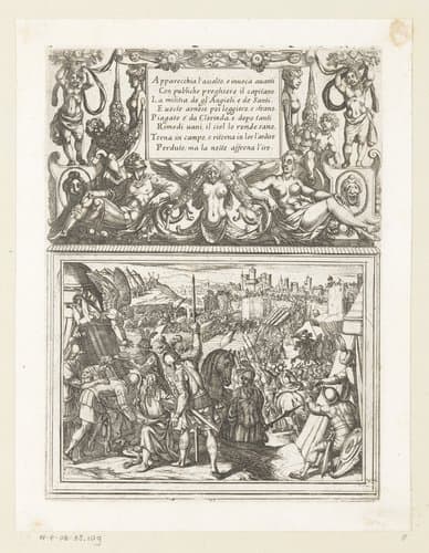 Illustratie bij Canto XI van Tasso's 'Gerusalemme Liberata' by Antonio Tempesta