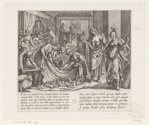 Pallas prijst Natuur bij de geboorte van de zeven zonen van Lara by Antonio Tempesta