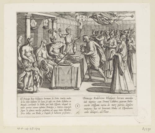 Bruiloft van prins Ruy Velasquez met doña Lambra by Antonio Tempesta