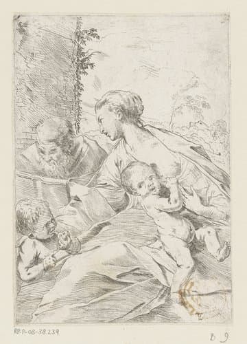 Heilige Familie met de jonge Johannes de Doper by Pietro Testa
