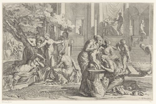 Achilles ondergedompeld in het water van de Styx by Pietro Testa