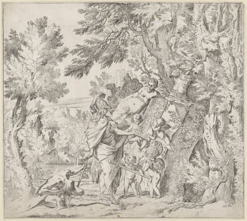 Venus schenkt Aeneas zijn wapenrusting by Pietro Testa