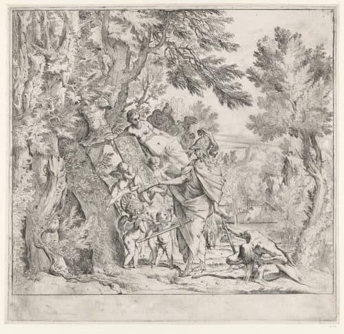 Venus schenkt Aeneas zijn wapenrusting by Pietro Testa
