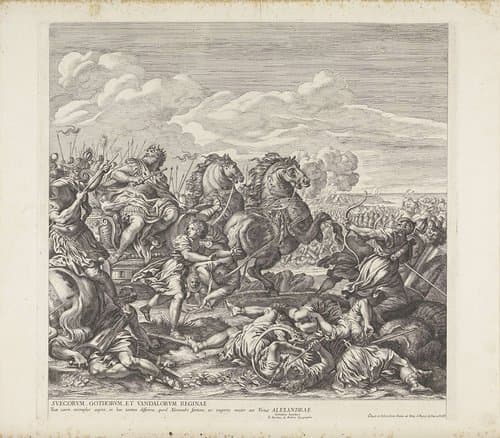 Slag bij Arbella (rechter deel) by Pietro Aquila