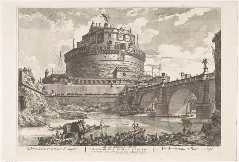 Castel Sant'Angelo en de Ponte Sant'Angelo in Rome by Francesco Barbazza
