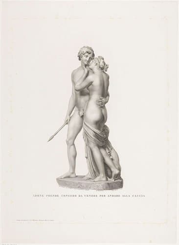 Adonis neemt afscheid van Venus voor de jacht by Angelo Bertini