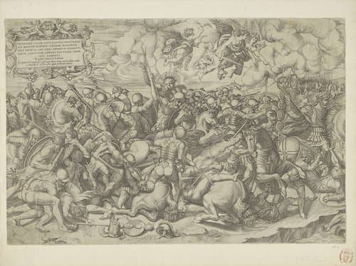 Slag bij de Milvische brug by Giovanni Battista de'Cavalieri