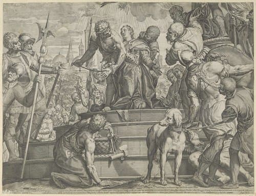 Het martelaarschap van de heilige Justina van Padua (onderste helft) by Agostino Carracci