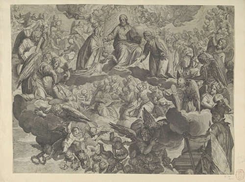 Het martelaarschap van de heilige Justina van Padua (bovenste helft) by Agostino Carracci