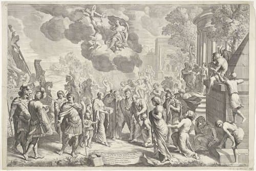Agrippina brengt de as van Germanicus in Rome by Cesare Fantetti