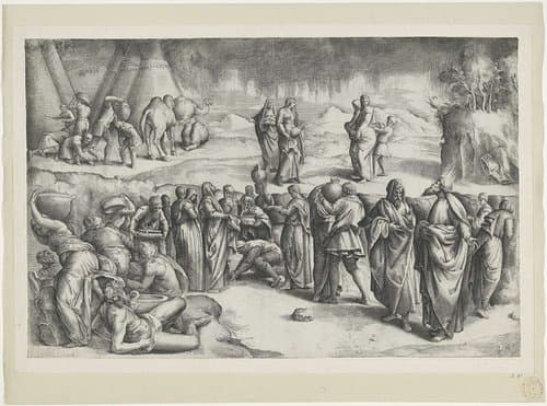 Verzamelen van het manna by Battista Franco