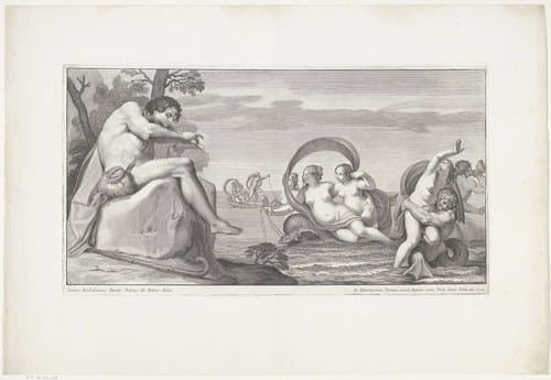Polyphemus speelt op zijn syrinx by Giovanni Girolamo Frezza