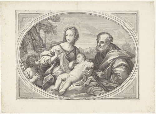 Heilige Familie met de jonge Johannes de Doper by Giovanni Girolamo Frezza
