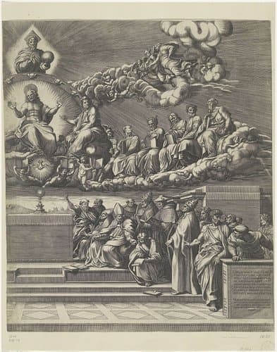 Dispuut over het Heilige Sacrament (rechter deel) by Giorgio Ghisi