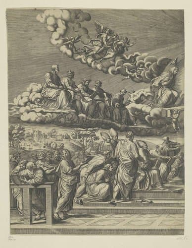 Dispuut over het Heilige Sacrament (linker deel) by Giorgio Ghisi