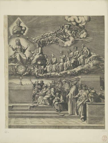Dispuut over het Heilige Sacrament (rechter deel) by Giorgio Ghisi